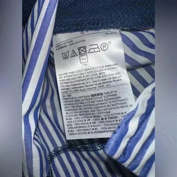 Banana Republic Womens Poplin Back Sweatshirt Navy Blue Womens SIZE L Preppy 90s - Picture 4 of 9